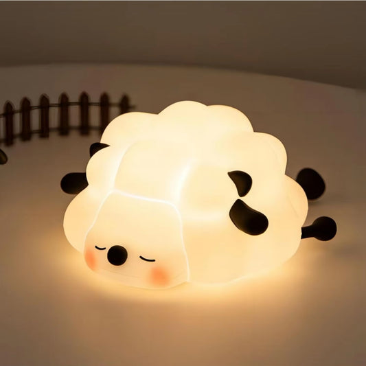 LED Night Lights Cute Sheep Panda Rabbit Silicone Lamp USB Rechargeable Timing Bedside Decor Kids Baby Nightlight Birthday Gift